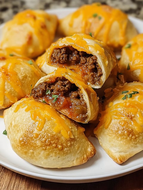 A plate of cheesy taco bombs.