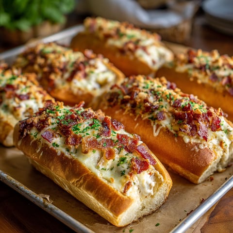 A tray of sandwiches with bacon and cheese.