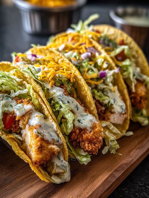 A plate of chicken tacos with lettuce and cheese.