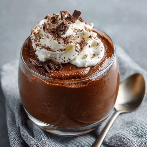 A glass of chocolate mousse with whipped cream on top.