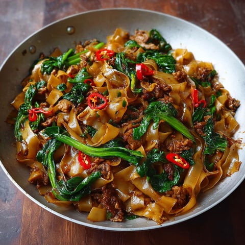 A delicious drunken noodles with beef and flavorful twists.