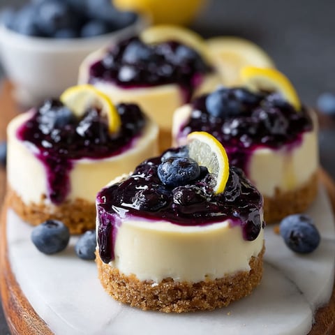 A plate of blueberry cheesecake with lemon wedges on top.